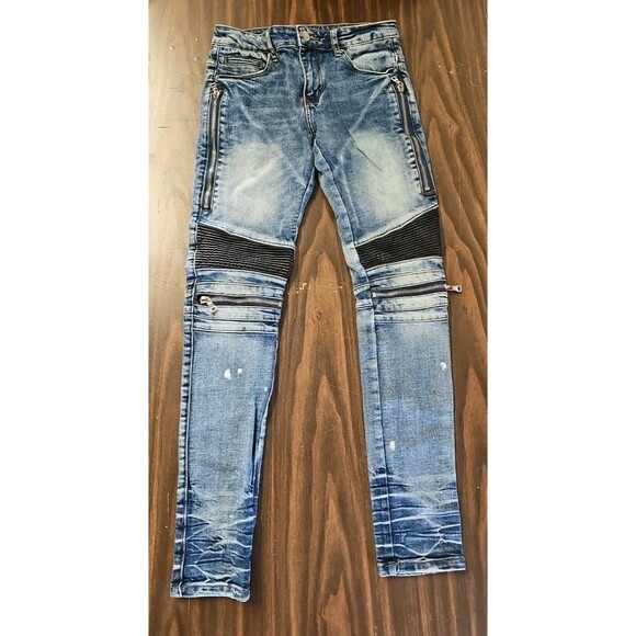 Embellish Sunny Biker Jeans Size 30x31 Medium Wash Zipper Pockets